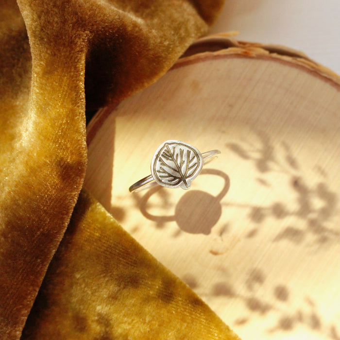 Aspen Leaf Silver Ring