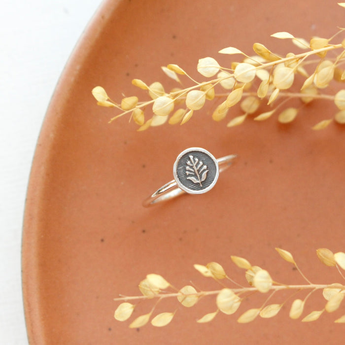 The back to garden stacking ring is styled on a red plate with dried grass
