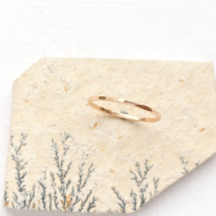 Skinny Hammered Gold Fill Band Ring
