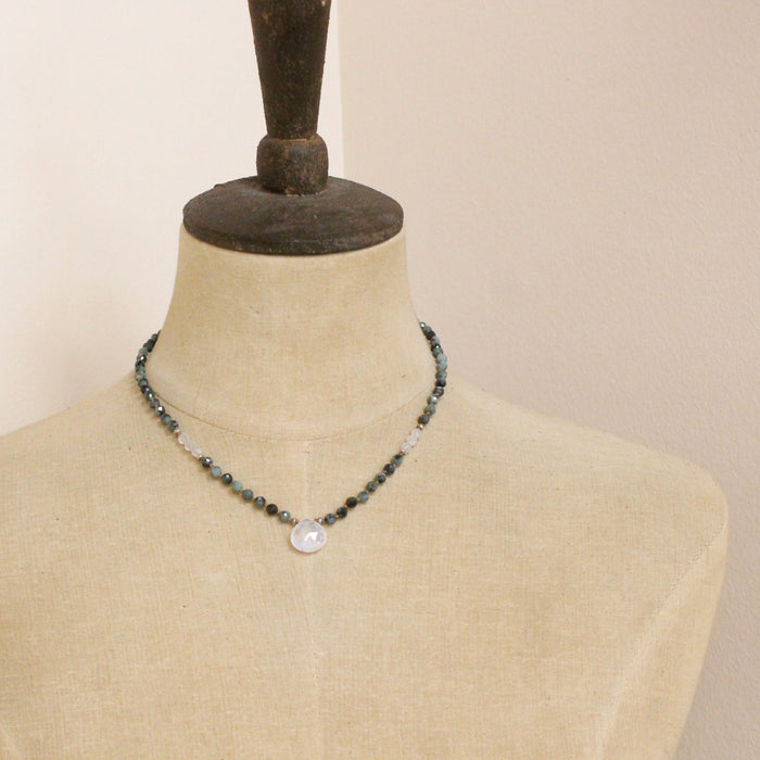 Knotted Emerald & Moonstone Necklace
