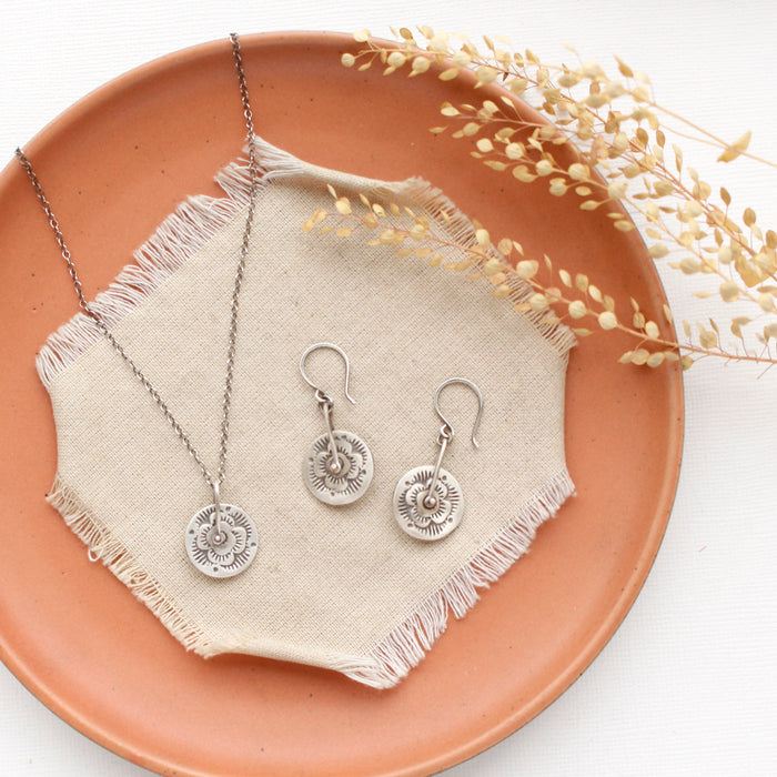 Pinned Columbine Disc Earrings