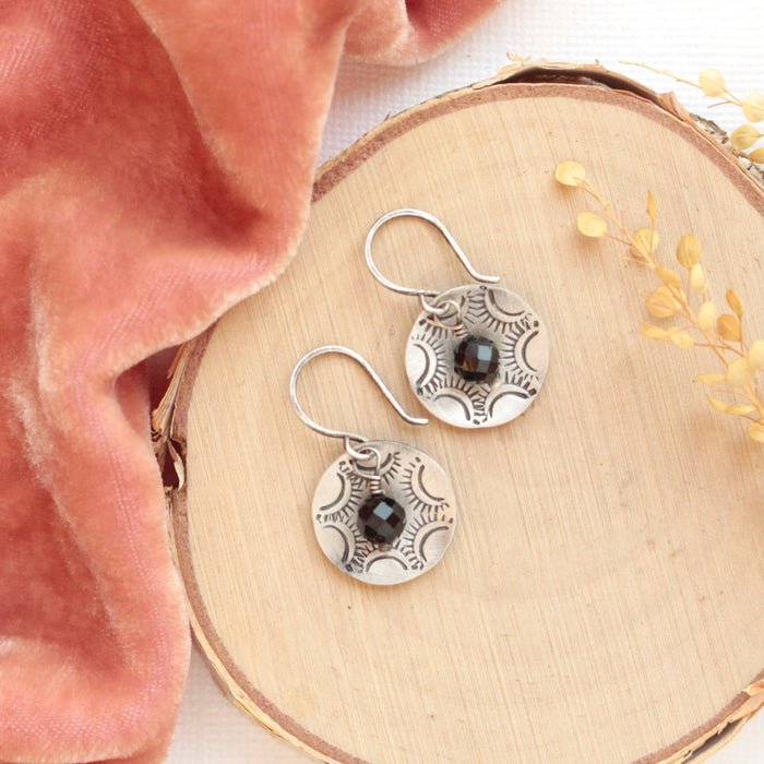 Black Tourmaline Cupped Jolie Earrings