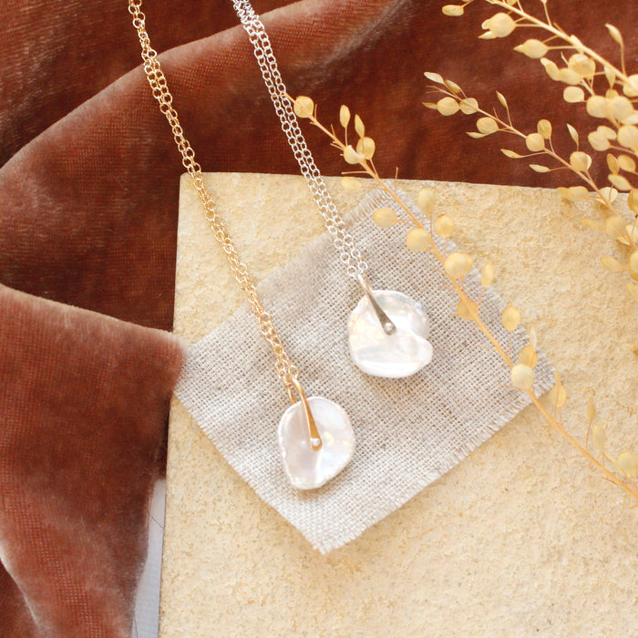Pinned Organic Pearl Necklace