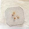 The citrine post earrings styled on a velvet box to show the post and butterfly ear back