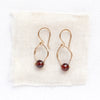 The garnet delhi earrings styled on tan linen