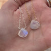 A video of the moonstone in the silver and gold moonstone drop necklaces
