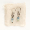 The talara sun aquamarine earrings styled on tan linen