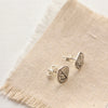 Stamped silver aspen leaf post earrings showing butterfly earring backs