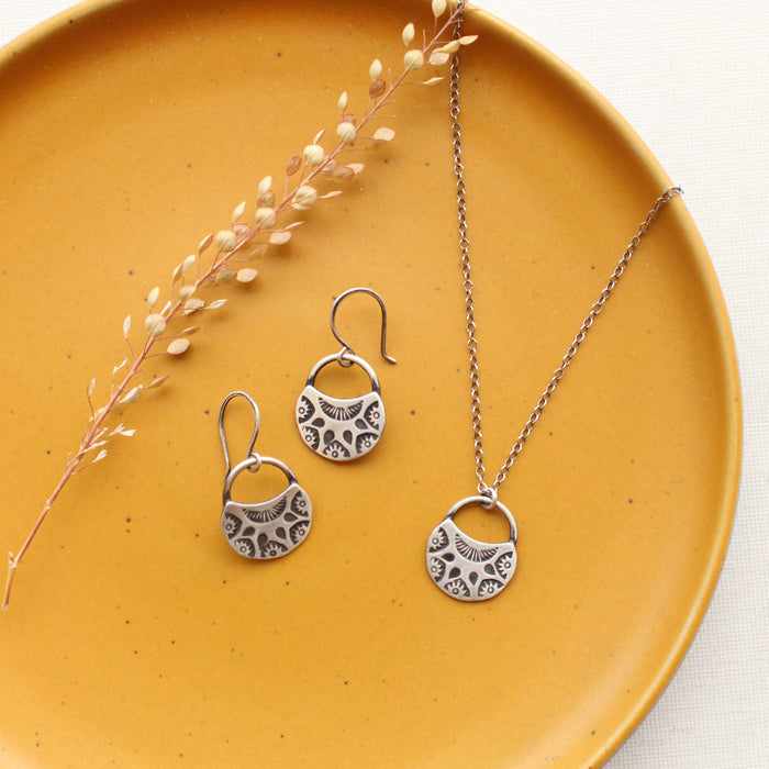 Midnight Bloom Silver Earrings