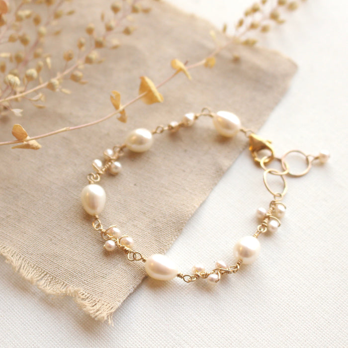 Wrapped Pearl Vine Gold Bracelet