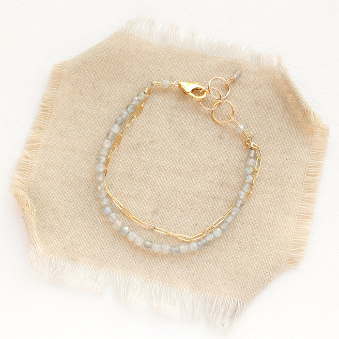 Labradorite & Chain Double Strand Bracelet