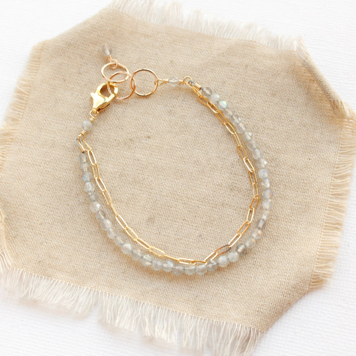 Labradorite & Chain Double Strand Bracelet