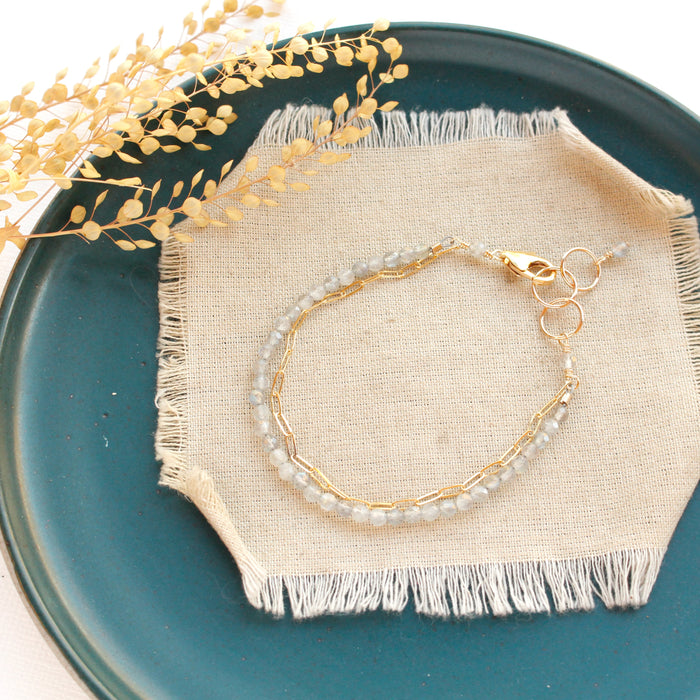 Labradorite & Chain Double Strand Bracelet