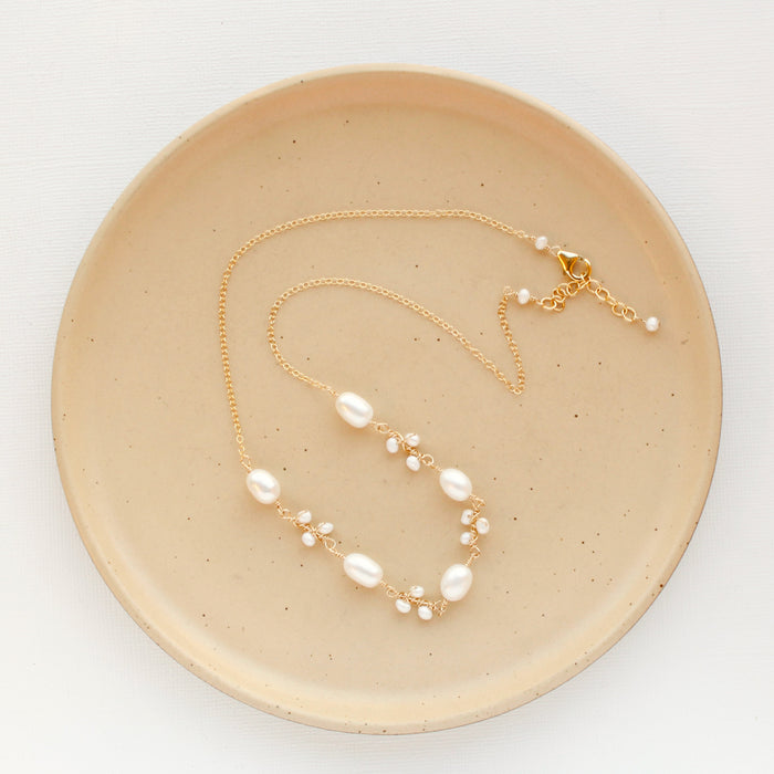 Wrapped Pearl Vine Gold Necklace