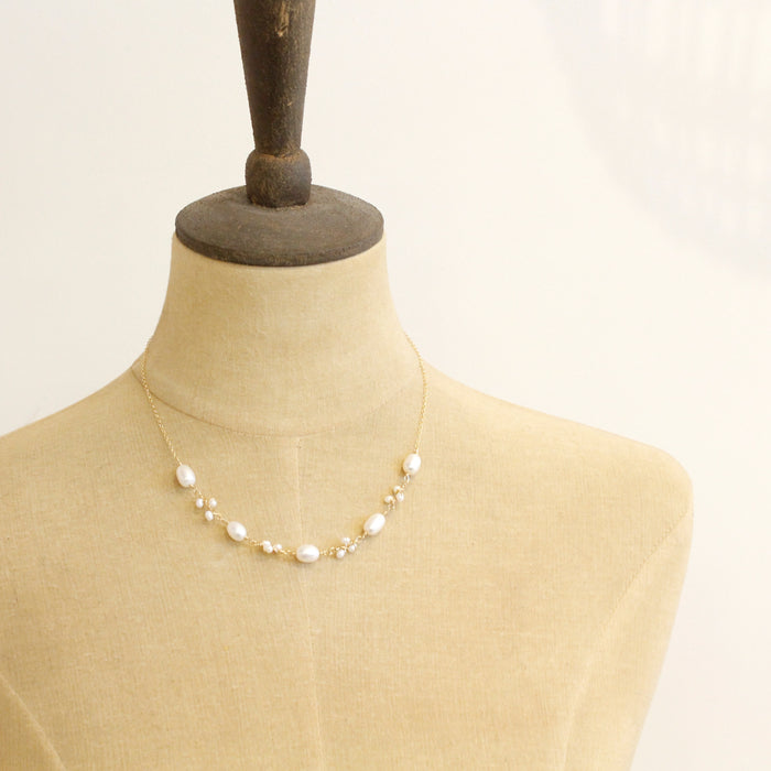 Wrapped Pearl Vine Gold Necklace