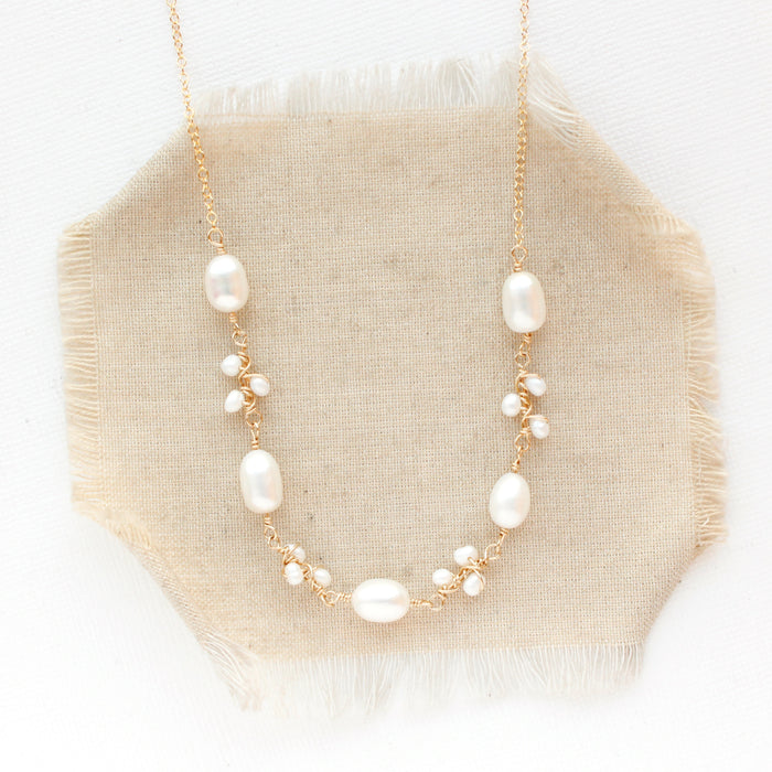 Wrapped Pearl Vine Gold Necklace